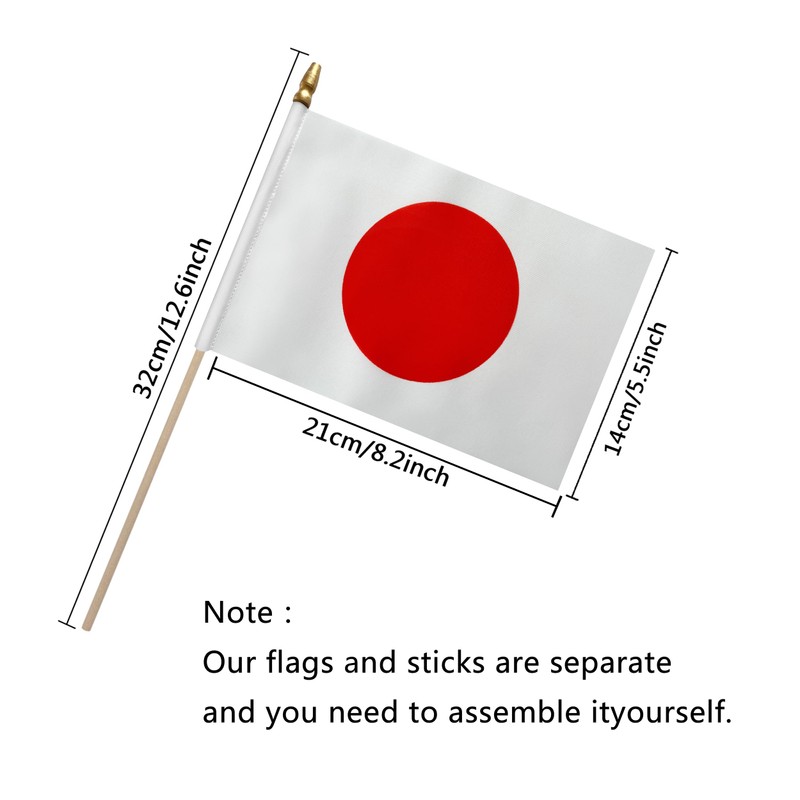 TSMD Japan Stick Flag Japanese Small Mini Hand Held Flags,5x8