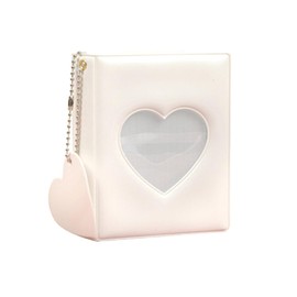 G trigger Mini Album 3" Photo Card Holder Love Heart Hollow Photo Card Binder Correct Book Pocket Solid Mini Picture Album White White