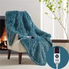 Codi Fuzzy Shaggy Fur Electric Blanket Throw | Teal 50x60