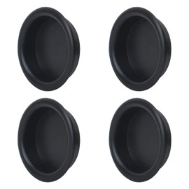Morobor 4 Pack Closet Door Finger Pull, Round Sliding Pull, Plastic Recessed Kitchen Cabinet Handles Pull, Invisible Door Handle, Matte Black