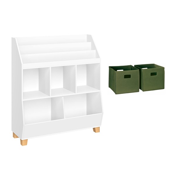 RiverRidge Kids Catch-All Multi-Cubby 35in Toy Organizer with Bookrack and