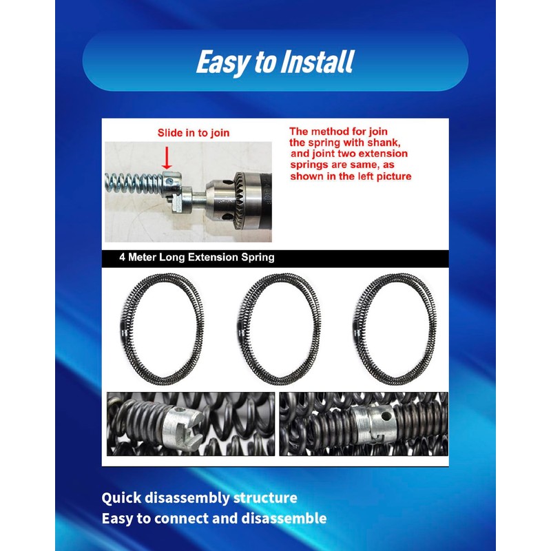 OWNDR 10Pcs Drain Snake Drill Attachment, Drain Auger Cutter Kit,