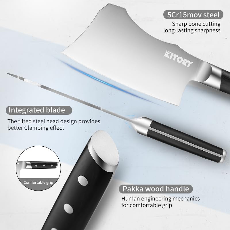 Meat Cleaver with Large Handle - 7 inch Kitchen Bone