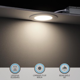 TORCHSTAR 4 Inch Slim Recessed Lighting with Junction Box, CRI90 Aluminum Dimmable 9W Ultra-Thin Recessed Light, 4000K Cool White, 800LM Basic Series LED Downlight, ETL & ES & FCC, Pack of 6