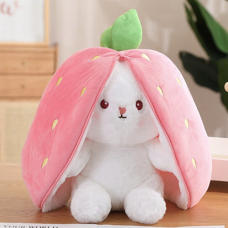 Reversible Bunny Plush Toy Throw Pillow Children Cute Cartoon Animal