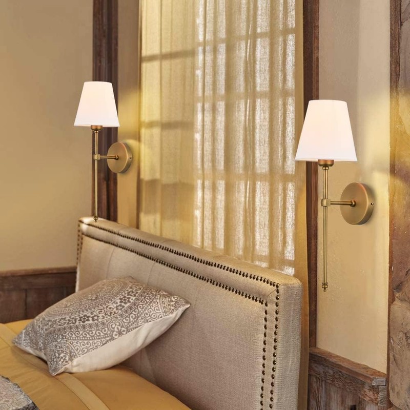 Bsmathom Wall Sconces Sets of 2, Hardwired Classic Brushed Brass