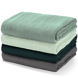 BYCRAY Muselinas para Bebé Niños y Niñas, Pack de 4 Mantas de Muselina para Bebé Suave y Transpirable, Sabanas de Muselina para Bebé Esenciales (120 x 120cm)