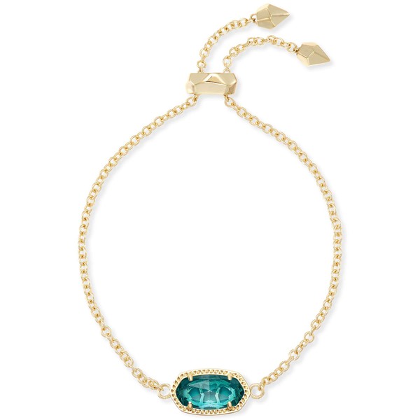 Kendra Scott Elaina Link Chain Bracelet for Women, Dainty Fashion Jewelry, 14k Gold-Plated Brass, London Blue Clear Glass