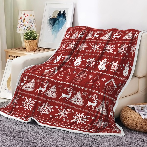 Christmas Throw Blanket, Holiday Throw Blanket, Christmas Tree Snowman Deer