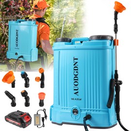 Battery Powered Backpack Sprayer 4 Gallon, 100 PSI Electric Garden Sprayer with 21V 2.6Ah Rechargeable Battery & 6 Adjustable Nozzles, for Weeding, Spraying