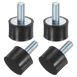 M METERXITY 4-Pack Rubber Mounts D15mmxH10mm Male Vibration Isolators Cylindrical Shock Absorber W M5 x 12mm Studs for Air Compressor/Car/Pump/Boat/Garage Motor/Bobbins Rubber Isolators