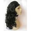 Curly black half wig hairpiece, long: Vicky black #1B