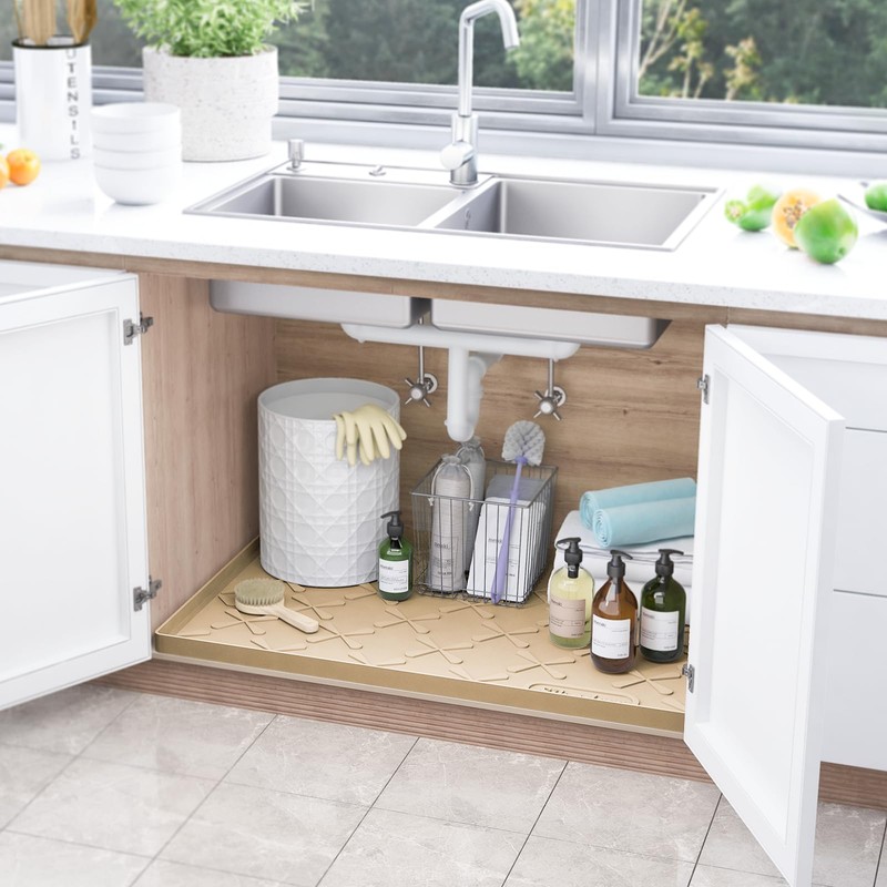 SIKADEER 31" x 19" Under Sink Mat Waterproof, Silicone Mat