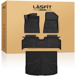LASFIT Floor Mats & Cargo Mats for KIA NIRO EV 2025 2024 2023 (Not for PHEV), All Weather TPE Custom Fit Floor Liners for Kia NIRO EV 2023-2025 Full Set Car Mats, Black