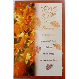 Happy Thanksgiving Greeting Card - To All Of You/Group - Holiday Wish (Fall Leaves)