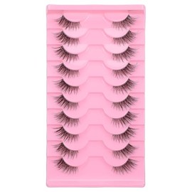 Gjinxi Pestañas Postizas De Media Pestaña, Aspecto Natural, Tenues, 15 Mm, 3D, Esponjosas, De Visón Sintético, Con Banda Transparente, Pestañas De... 