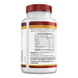 Maca Roja Pura Orgánica Premium 100 Capsulas 500mg Sabor Natural