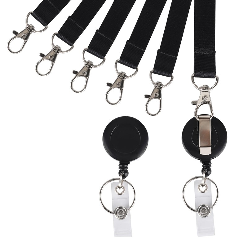 BTYMS 6 Pcs ID Card Holder Set 25-Inch Lanyard +