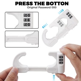 4 PACK Cabinet Locks Baby Proofing Child Proof Cabinet Lock with Combination Sliding Cabinet Door Locks Adjustable U Shaped Drawers Cupboard Locks Baby Safety Cabinet Latches for Knob Handle (White)