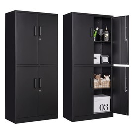 AFAIF Metal Storage Cabinets with Locking Doors,71" Tall Garage Cabinet with 3 Adjustable Shelves, Lockable Steel Office Storage Caninet Tool Caninets for Home Office,Garage, Pantry