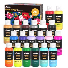 ABEIER Permanent Fabric Paint, 20 Colors x 2 oz(60ml) Soft Fabric Paint, Non-Toxic Textile Paint for Clothes, Shoes, Jeans, Bags, Pillowcase, DIY Projects