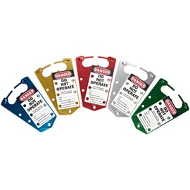 Brady Anodized Aluminum Labeled Lockout Hasp, 5 Color Assortment (Pack of 5)