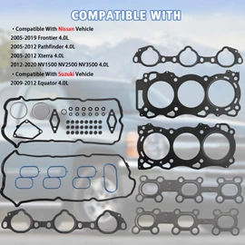 Engine Cylinder Head Gasket Set Compatible with Nissan Suzuki Vehicle 4.0L V6 2005-2020 Equator Pathfinder Frontier NV1500 NV2500 NV3500 Xterra, Replace#HS26370PT HSHB3042