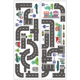 Toddmomy 2 Sheets Car Track Stickers Car Truck Tractor Road Stickers Removable Wall Kids Playroom Wall Decals Truck Stickers for Kids Car Tape Wall Sticker Paper Suitcase Child Car Stickers