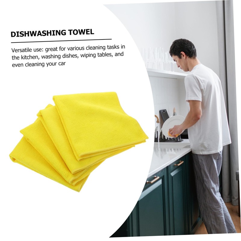 ORFOFE 4 Pack Microfiber Cleaning Dishcloths High Absorbency Kitchen Towels