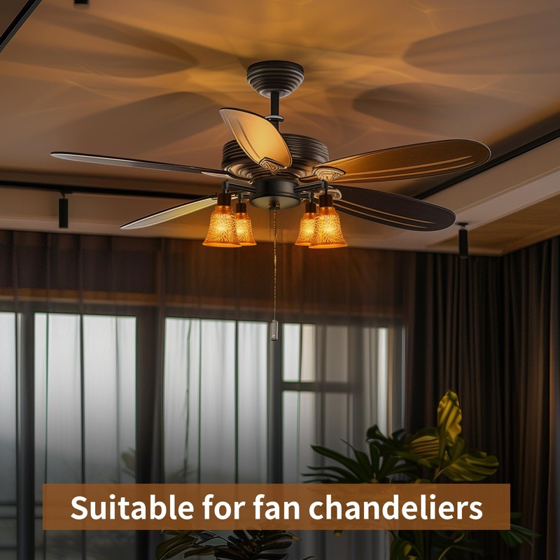 Ceiling Fan Replacement Globes, 4 Pack Chrysanthemum Pattern Fixture Replacement
