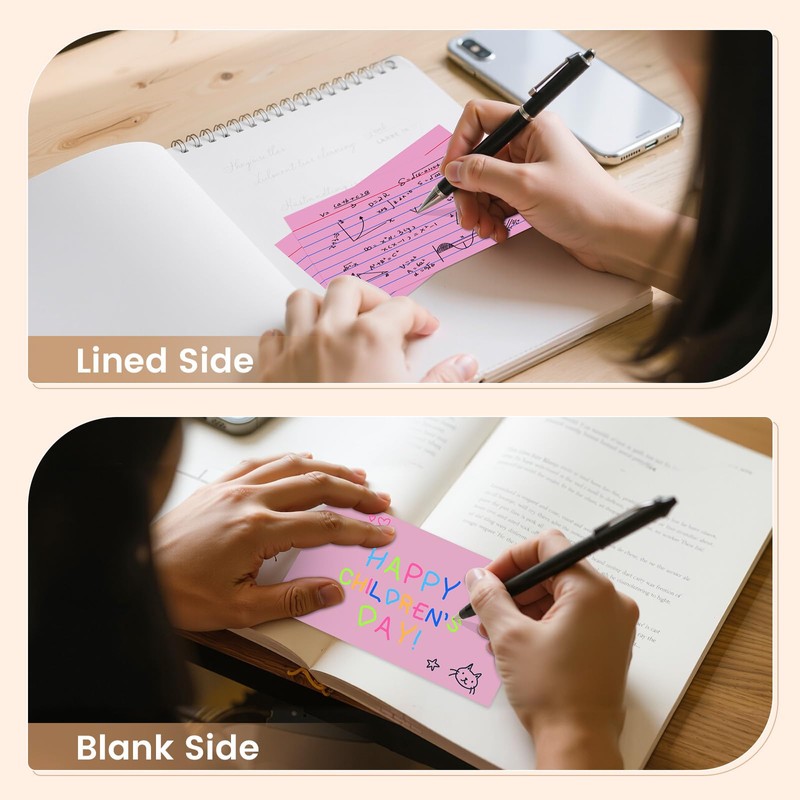 Index Cards 3x5 Inch, 300sheets, Flash Cards,Ruled Lined Pink Note