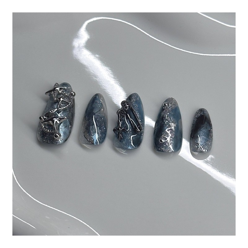⛓️ Hip y2k handmade nail tips⛓️ - Round / ⛓️