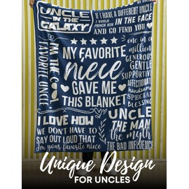 Huglanket Uncle Birthday Gifts from Niece, Funny Uncle Gift Throws, Flannel Blanket for Birthday, Christmas 127 × 165