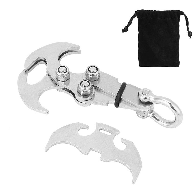 Akozon Grappling Hook, Claw Outdoor Survival Carabiner with Rope Tool