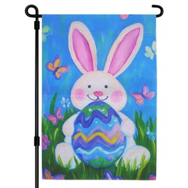 Flagpark Easter Garden Flag 12X18 Inch Double-Sided, Happy Easter Decorations for Outside, Welcome Eggs Tree Bunny Spring Garden Flags for Holiday Yard & House