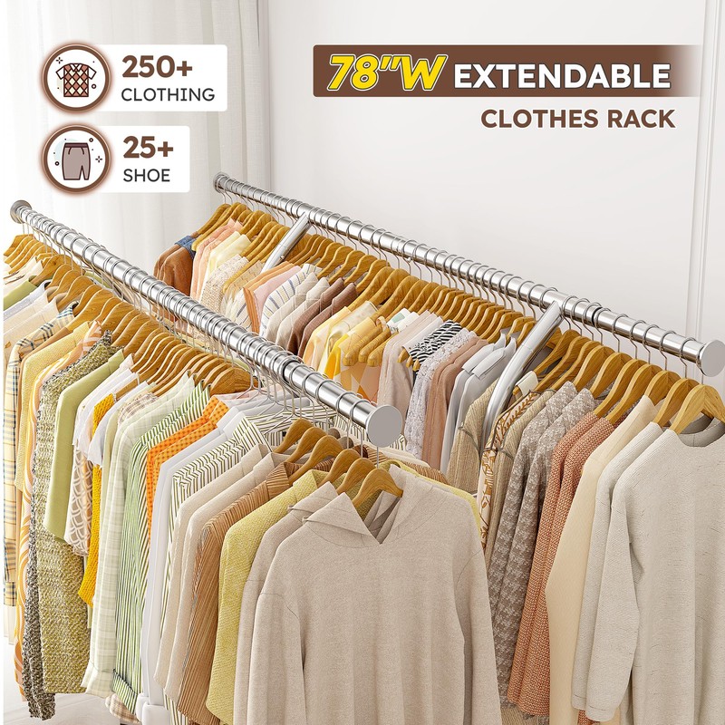 Raybee 78" W Clothes Rack Loads 441 LBS, Clothing Racks