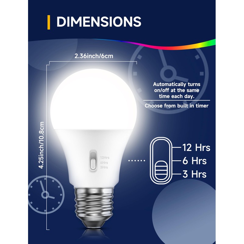 UNILAMP Timer LED Light Bulbs Indoor: 13W (100W Equivalent) LED