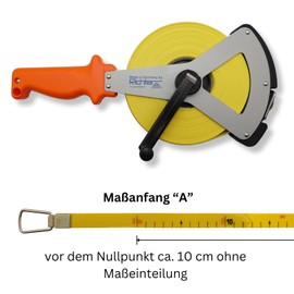 Richter fibreglass tape measure, 16 mm wide with V-metal frame, length: 25 m, beginning of measurement "A", cm division, 271V-25-A, in a set including 1 piece Dewepro® ruler 2 m