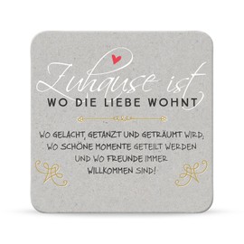 Sheepworld Happy Life 44593 Coaster No. A19, Wo die Liebe wohnt, Cork, 9.5 cm x 9.5 cm