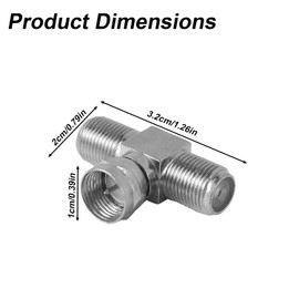 lasuroa 2pcs Coaxial Cable Splitter, Zinc Alloy Antenna Splitter 2 in 1 Out F Type RG6 Male to Dual F Female 3-Way Cable Connector for TV Antenna, Satellite Tuner, VCR, CCTV