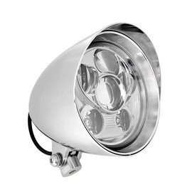 FATECIM 5.75" LED Motorcycle Headlights w/Aluminum Visor Clear Lens 5 3/4 inch Bullet Vintage Lamp for Harley Sportster Dyna Softail Bobber Chopper Honda Yamaha Suzuki Kawasaki Custom Chrome