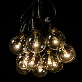 Hometown Evolution, Inc. 50 Foot G40 LED Outdoor String Lights (LED G40 0.6 Watt Bulbs - Black Wire) for Patio, Deck, Yard, Cafe and Party Lighting
