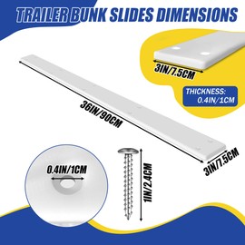 Desunqin 36" X 3" PE Trailer Bunk Glides, 2PCS Heavy Duty Boat Trailer Bunk Slide Pads with Screws and 10 Holes, Smoother Boat Trailer Glide Bunk Enders for Loadings and Launches Easier