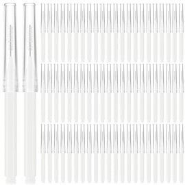 Lallisa 100 Micro Cepillos para Cejas Cepillo para Cejas Laminadas Cepillos de Cejas con Tapa Cepillo de Pestañas Peine Multifuncional Herramienta de Extensiones de Pestañas y Cejas (Blanco)