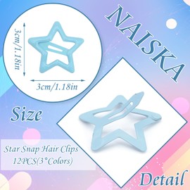 NAISKA Hair Clips and Accessories: Snap Non-Slip Metal Barrettes in Multiple Colors for Women (Pink, Purple, Blue)