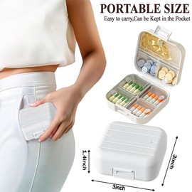 Travel Pill Case Container Medication Daily Organizer with Labels,Travel Box Holder 7 Compartment Supplement Holder for Purse