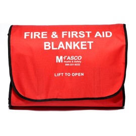 MFASCO Emergency Fire Blanket Kit - Fire Retardant Blanket Vertical Release, Wall-Hanging Case, Smothers Small Fires, Great for Work, Home, Auto - Includes Large 62"x82" Blanket, 16" x14x5 Case