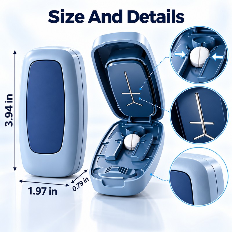 Portable Pill Splitter – Tablet Cutter for Half, Third &