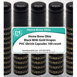 Home Brew Ohio Black With Gold Grapes PVC Shrink Capsules 100 count