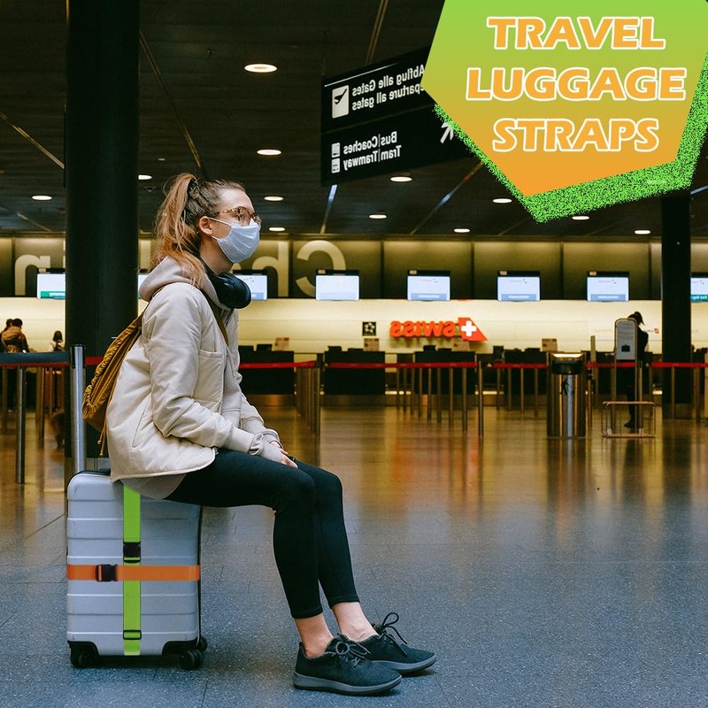 Aieino Luggage Straps Heavy Duty Luggage Straps 6.5ft Adjustable Quick